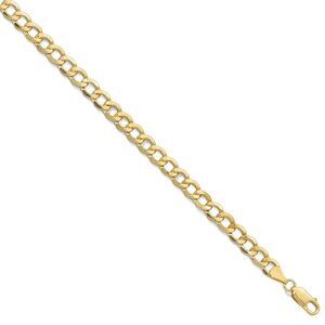Men's 6.5mm 10k Yellow Gold Hollow Curb Link Chain Necklace, 24 Inch